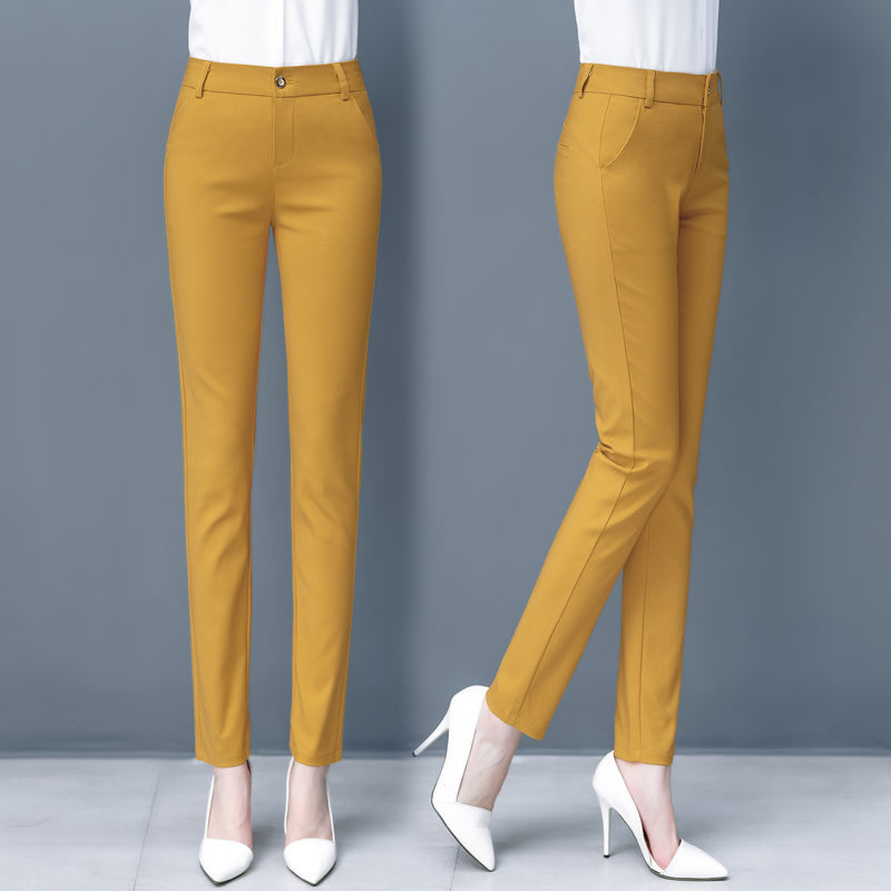 Blue Suit Pants Spring Women's High Waist Career Figure Flattering Drape Skinny Pants