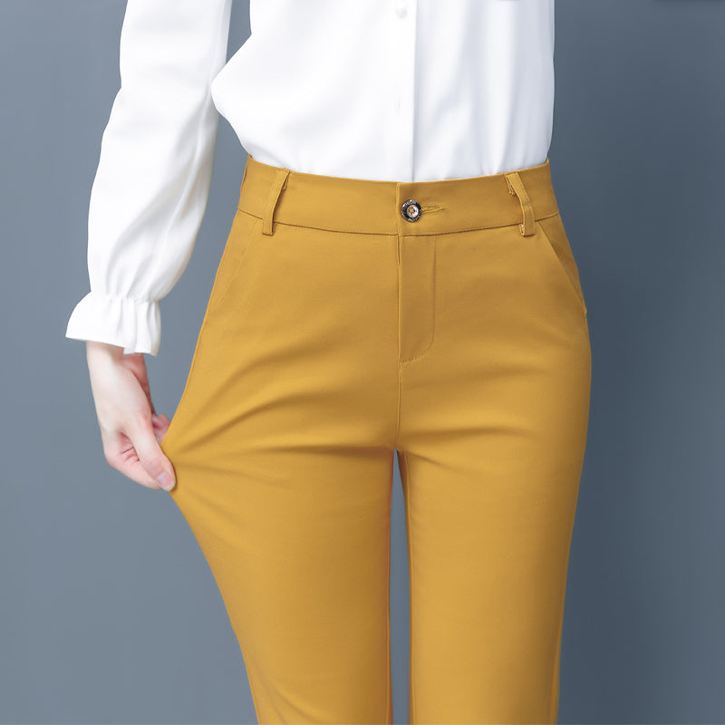 Blue Suit Pants Spring Women's High Waist Career Figure Flattering Drape Skinny Pants
