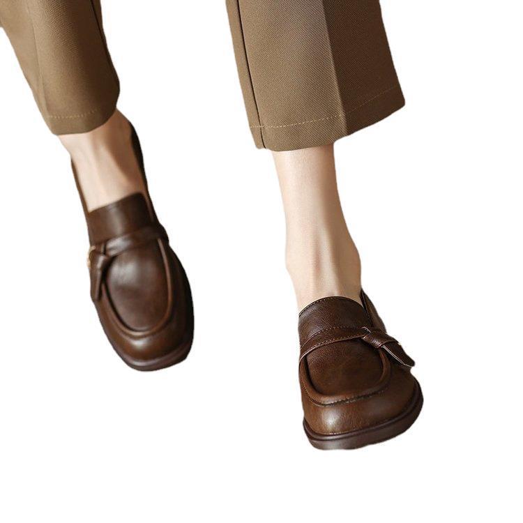 Autumn And Winter Round Toe Low Heel Slip-on Casual Women's Shoes