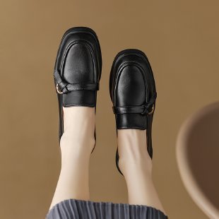 Autumn And Winter Round Toe Low Heel Slip-on Casual Women's Shoes