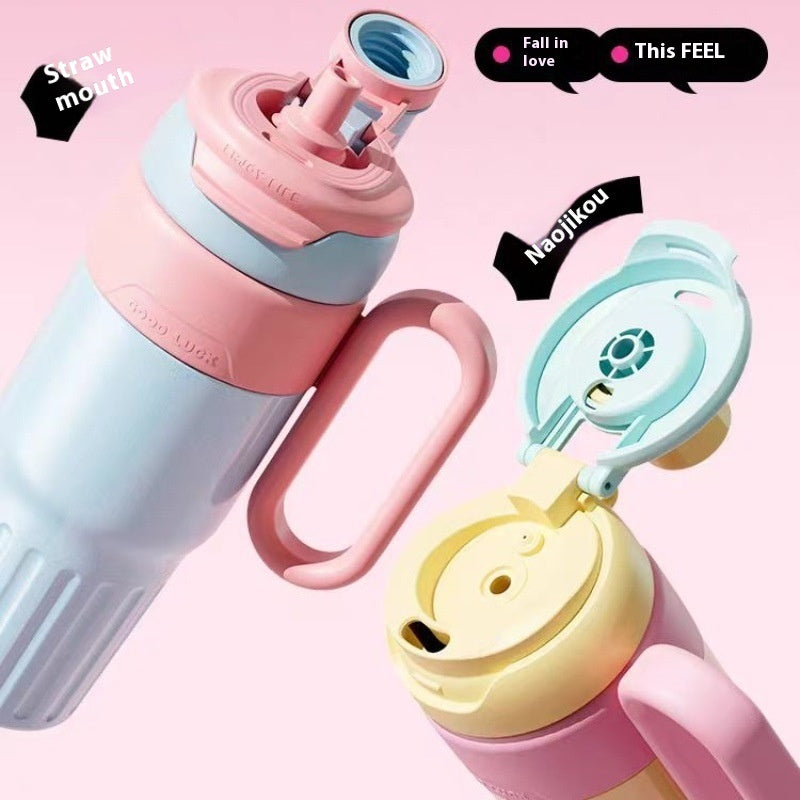 780ml Gradient Double Drink Thermal Cup Stainless Steel With Lid Coffee Cup Thermos Large Capacity Straw Cup For Male And Female