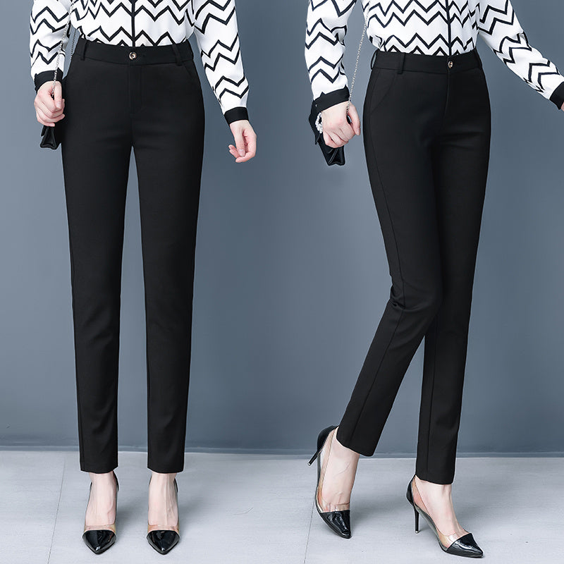 Blue Suit Pants Spring Women's High Waist Career Figure Flattering Drape Skinny Pants