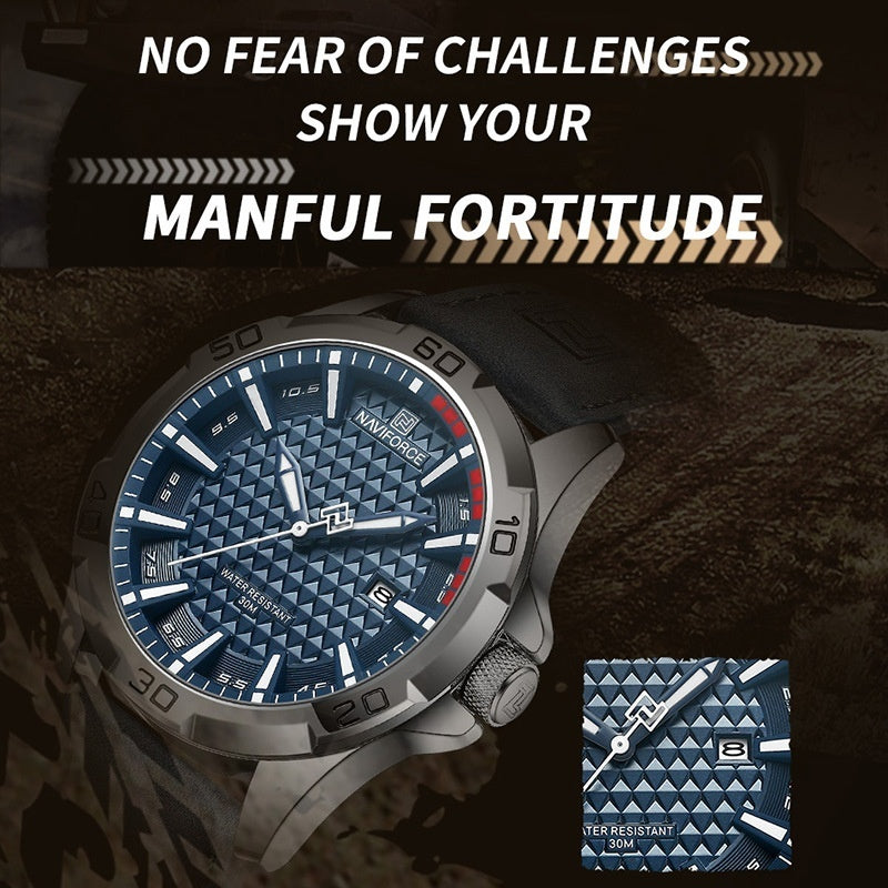NAVIFORCE Brand Men Fashion Quartz Watches Male Leather Stra